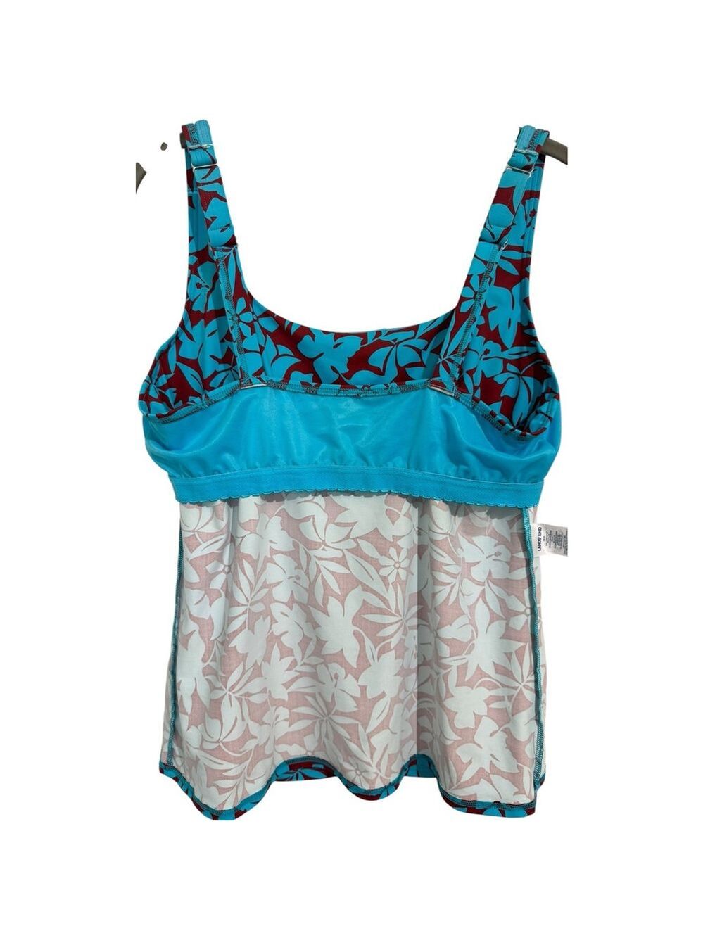 Lands' End Women's 12D Tankini Top Square Neck Underwire Adjustable Blue Red - Picture 6 of 8